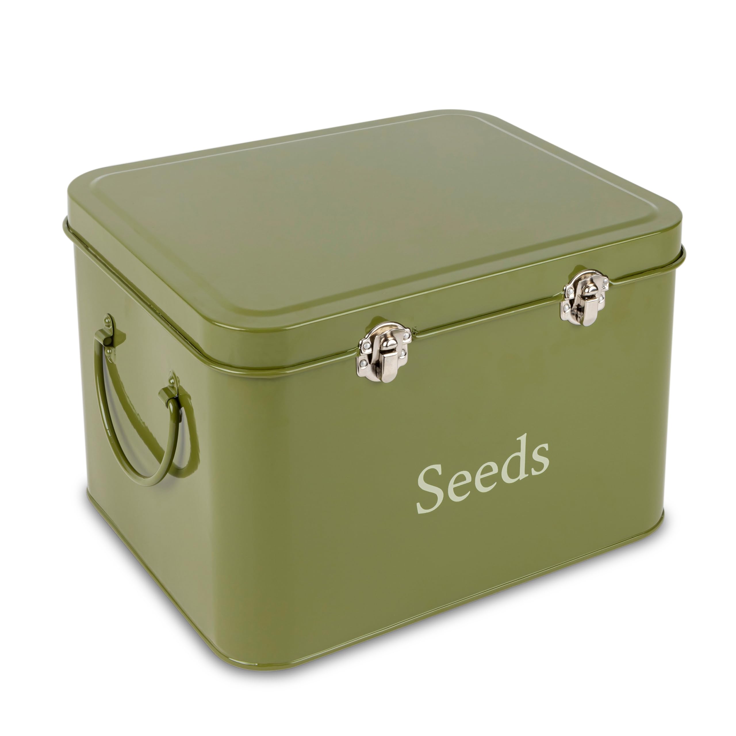 Thistlewood Traditional Seed Packet Metal Storage Tin - Moss Green