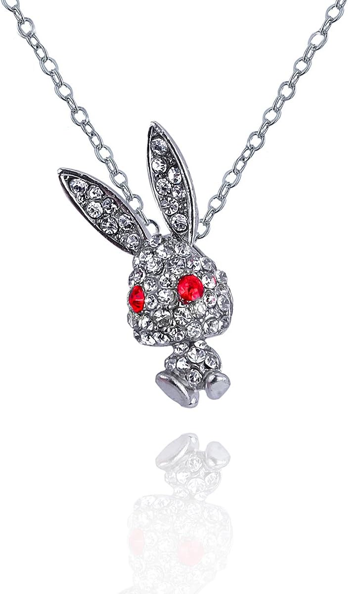 Papa Yana A046 Elegant Women's Sexy Bunny Rabbit Pendant with Silver Plated Necklace Crystal Cubic Zirconia
