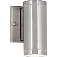 Hamilton Hills 6 Inch Outdoor Wall Sconce Up Down Cylinder Light | Brushed Nickel Modern Exterior Light Fixture | Outside Lights House LED Wall Light for Garage & Laundry