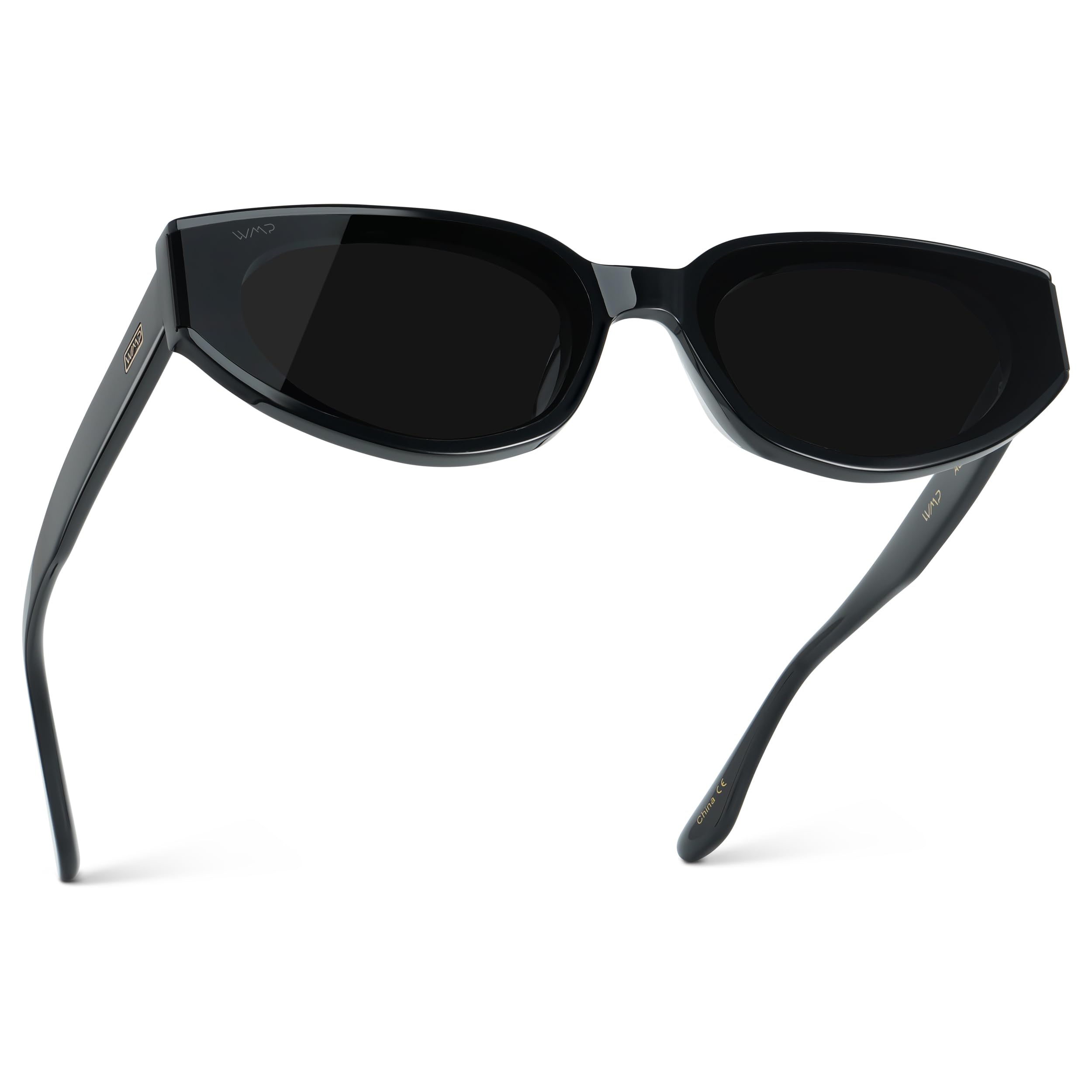 Photo 1 of WearMe Pro - Women’s Narrow Cat-Eye Sunglasses: Acetate Frame and Anti-Reflective Lenses (Black/Triple Black Lens)
