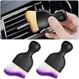 Blilo 2PCS Car Interior Detailing Brush with Dust Cover, Auto Soft Hair Cleaning Brushes, Scratch Free Curved Dirt Collectors, for Vehicle Dashboard Air Conditioner Vents Leather (Purple/2PCS)