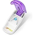 Pill Cutter Splitter for Small and Tiny Pills, Pill Cutter for Cutting Vitamins Tablets in Half, Pill Splitter with Blade Guard, Purple