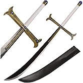 46" Metal Anime Sword Full Tang Handmade Manganese High Carbon Steel Sharp Sword with Leather Sheath