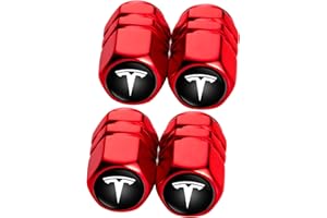CAYBE Metal Auto Car Tire Valve Stem Caps Compatible with Tesla Model 3, Model Y, Model X,Model S All Models Wheel Cap, Air Valve Caps Styling Decoration Accessories 4pcs