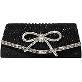 Trisapu Bow Evening Bag Sparkly Clutch Purses for Women Wedding Glitter Rhinestone Party Prom Purse Dressy Clutch Bags | Bow, Sparkly, Wedding, Glitter, Rhinestone, Party