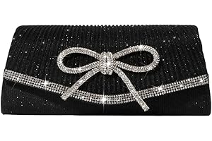 Trisapu Bow Evening Bag Sparkly Clutch Purses for Women Wedding Glitter Rhinestone Party Prom Purse Dressy Clutch Bags