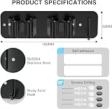 Cosicosy SUS304 Stainless Steel Mop Holder Wall Mounted 2 Racks with Hook view 7
