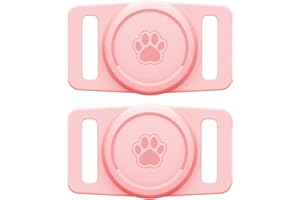 2Pack Case Compatible with AirTag Dog Collar Holder, Waterproof Silicone Case, Pink