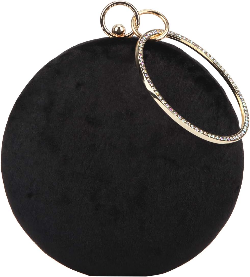 Fawziya Velvet Clutch Round Bag Rhinestone Purses For Women