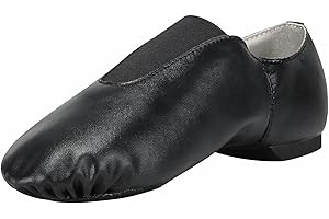 Linodes Unisex PU Leather Upper Slip-on Jazz Shoe with Up Elastic for Women and Men's Dance Shoes-UPD