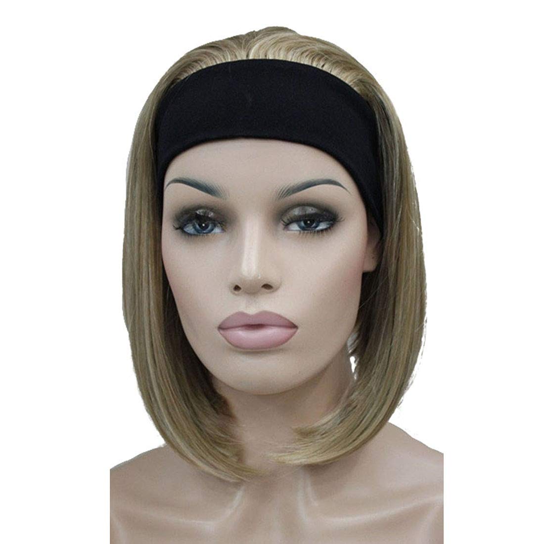 Lydell Short Straight Bob Synthetic Headband Wig 3/4 wig short half hair wig (H16/613 Blonde with Highlights) — image 1
