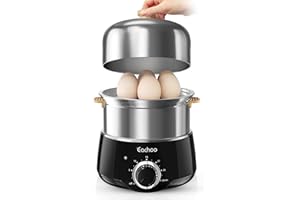 Hard Boiled Egg Cooker - CACHOO 14-Egg Rapid Stainless Steel Egg Boiler with 30-Min Timer & Auto Shut Off, Compact Electric V