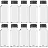 HNXAZG 10 Pcs 8 Oz Plastic Juice Bottles Empty Clear Containers with Tamper Proof Lids for Juice, Milk and Other Beverage
