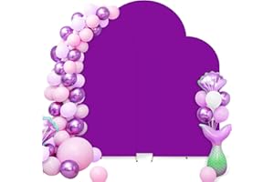 YMHPRIDE Set of 3 Wedding Arch Cover Spandex Fitted Arch Backdrop Cover,Round Top Chiara Backdrop Stand Covers Backdrop Panels for Wedding Party Birthday Baby Shower Ceremony (Purple, 4FT,5FT,6FT)