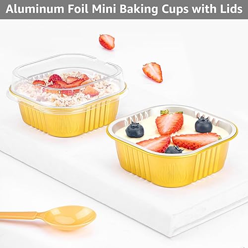 Aluminum Cups With Lids ETON 100 PCS Aluminium Foil Baking Cups