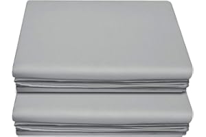 Lirex Flat Sheet (2-Pack), Twin Size Extra Soft Brushed Microfiber Flat White Sheets, Machine Washable Wrinkle Free Breathable (Grey, Twin Size)