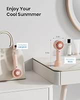 gaiatop Mini Portable Fan USB Rechargeable 3 Speed Pink Base Desk Travel view 2