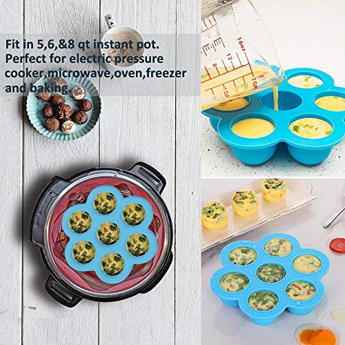 Silicone Egg Bites Molds for Instant Pot Accessories - Reusable Baby Food Storage Container and Freezer Tray with Silicon Lid,Fits Instant Pot 5,6&8Qt Pressure Cooker