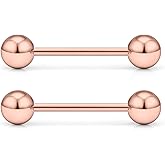 Ftovosyo 16G Stainless Steel Internally Threaded Tongue Nipple Shield Barbell Ring Bar Body Piercing Jewelry Retainer 12-16mm