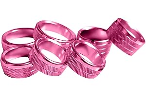 AuTK Aluminum Alloy HVAC Control Knob & Switch Covers Kit for Chevy Silverado/GMC Sierra 2014-2018 (7Pcs Pink) - Radio Button Trim, AC/Light Control Panel Covers, Metal Dashboard Upgrade Accessories