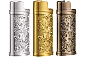 EUBUY Lighter Case, Zinc Alloy Flower Pattern Portable Vintage Metal Lighter Case Cover Holder Sleeve for Mini Lighter J5