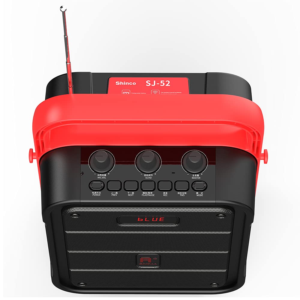 Shinco Bluetooth PA System with Wireless Microphone, FM Radio and Remote Control, Great for Home, Party, Travel, Church
