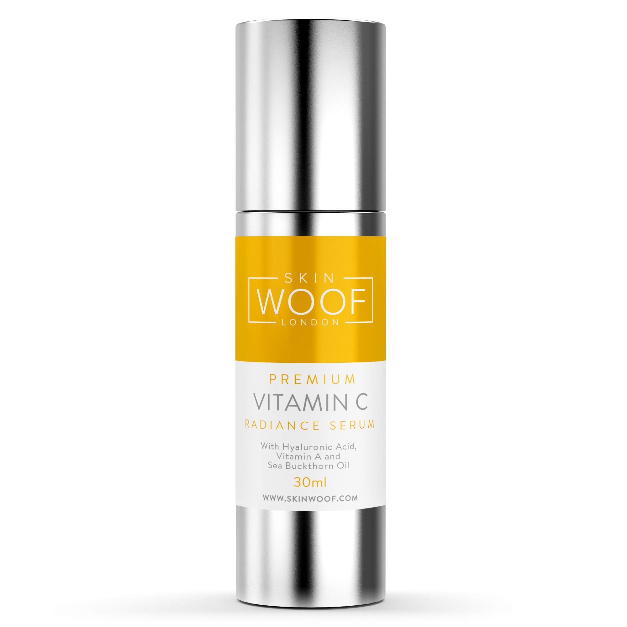 Skin Woof Vitamin C Radiance Serum with Hyaluronic Acid, Vitamin A and Sea Buckthorn Oil | Instantly Revives and Brightens Skin | Natural & Organic - 30ml