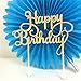SUNBEAUTY Pack of 2 Gold Glitter Happy Birthday Cake Topper Decoration (Gold)