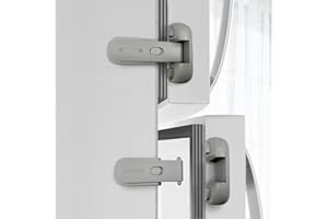 Freezer Door Latches to Keep Closed, Also for Fridge Lock for Kids, 2-Pack, Space Gray by Moonybaby