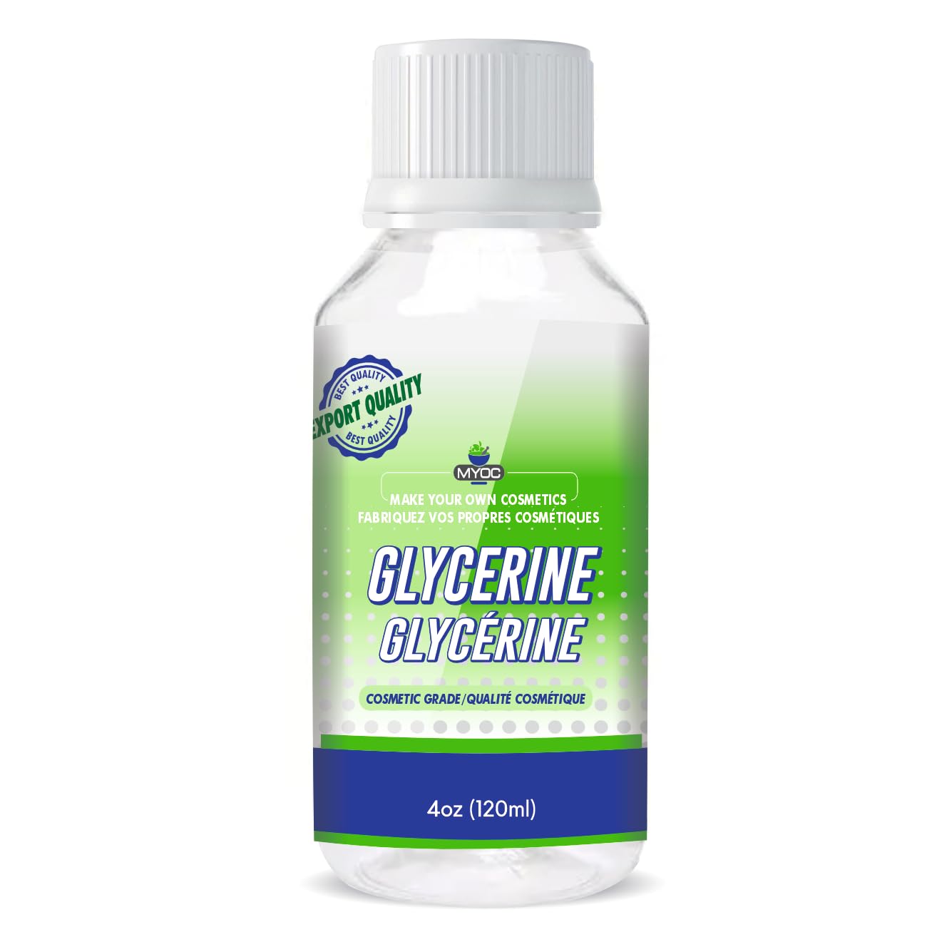 MYOC Glycerine | Pure & Cosmetic Grade | Deep Hydration for Skin & Hair | Ideal for DIY Skincare, Soaps & Beauty Preparation - 120ml / 4.06 Fl Oz