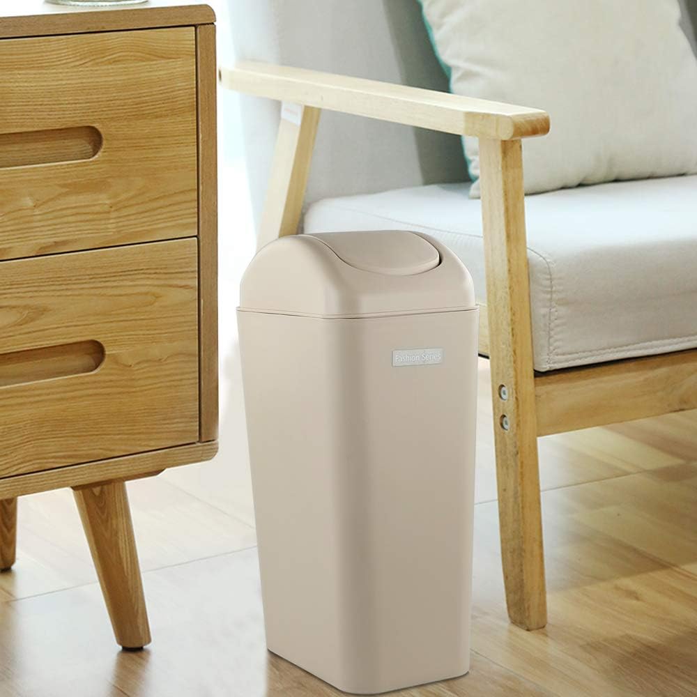 Obston Slim Plastic Trash Can for Narrow Spaces at Home or Office, Khaki: Industrial & Scientific