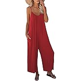 Aedvoouer Womens Jumpsuits Overalls Summer Casual Sleeveless Loose Wide Leg Adjustable Straps Rompers with Pockets