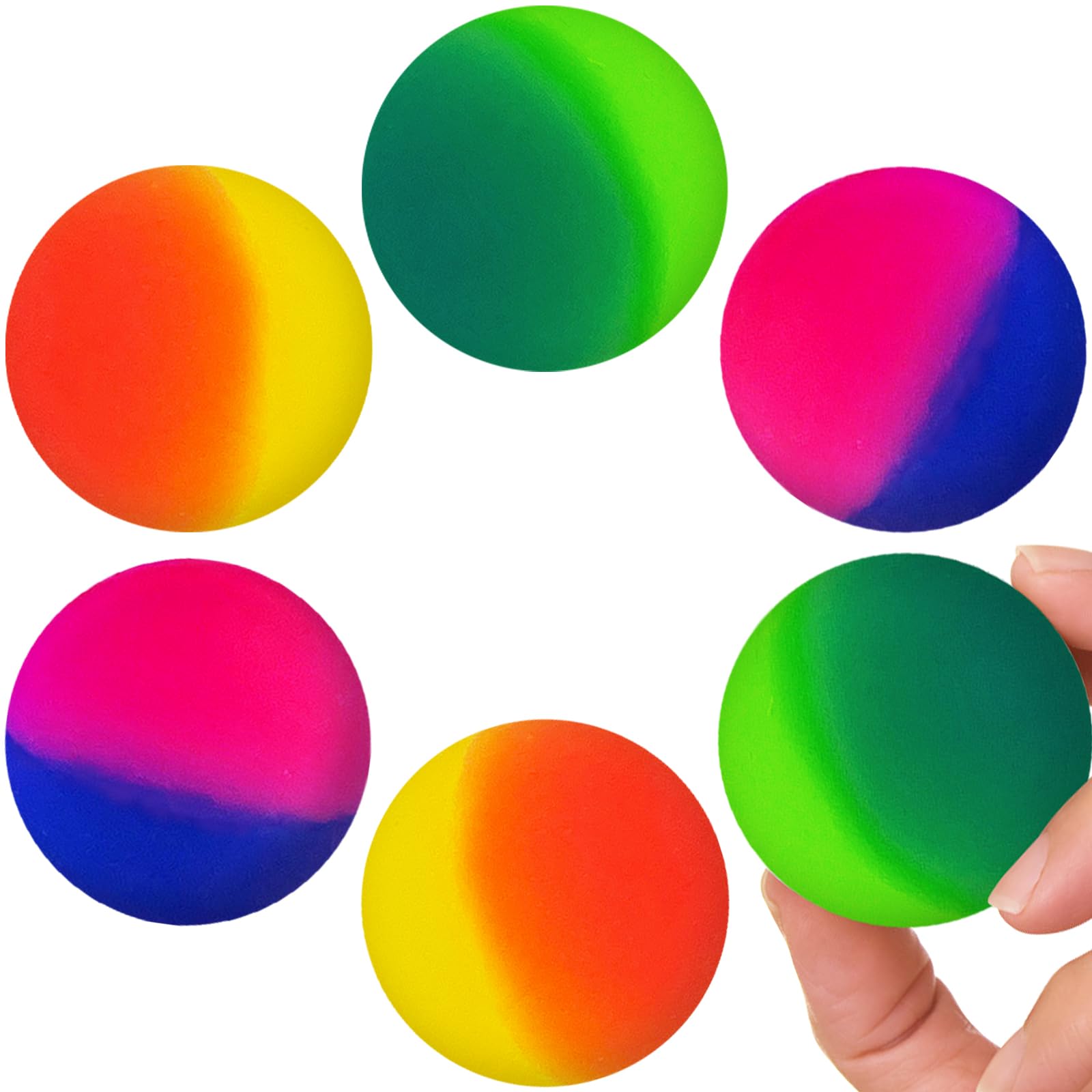 View 1 of ***PARTIAL SET, only 4  - PRICE ADJUSTED***Irrmshr 45 mm Jumbo Bouncy Balls for Kids,Rubber High Bouncing Ball in Bright Colors for Boys Girls Multi-Item Party Favor