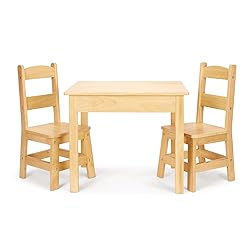 Melissa & Doug Solid Wood Table and 2 Chairs Set