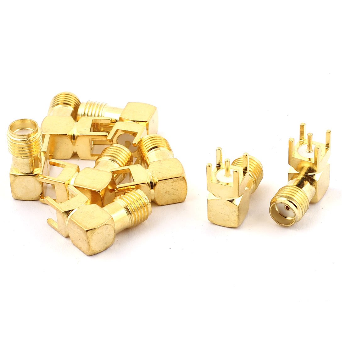sourcing map SMA Female Jack Right Angle Solder PCB Mount RF Connector Adapter 8pcs