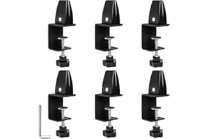 QINGYJ 6-Pack Sneeze Guard Clamps for 1/8" to 1" Thick Panels, Adjustable Desk Partition Clips, Desk Privacy Panel Clips for Office and Home Use, Black