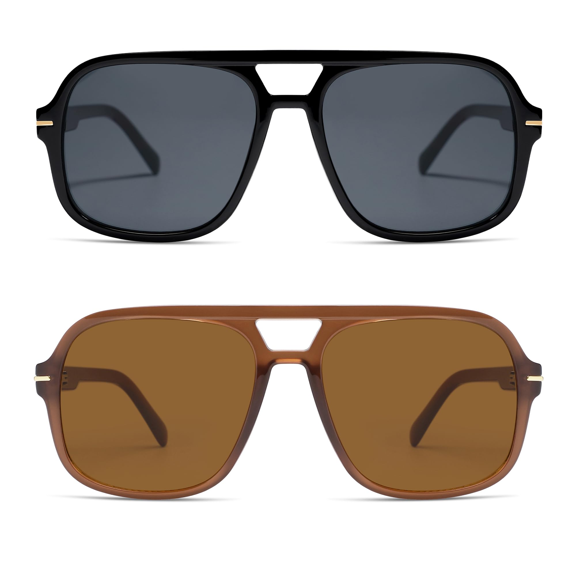 Photo 1 of HERJOUR Retro Square Aviator Sunglasses Womens Mens 70s Classic Vintage Oversized Sun Glasses AR82173