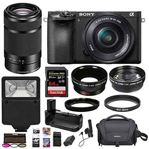 Sony-Alpha-a6500-242MP-Wi-Fi-Mirrorless-Camera-16-50mm-55-210mm-Zoom-Lens-Black-64GB-Extreme-Pro-Bundle