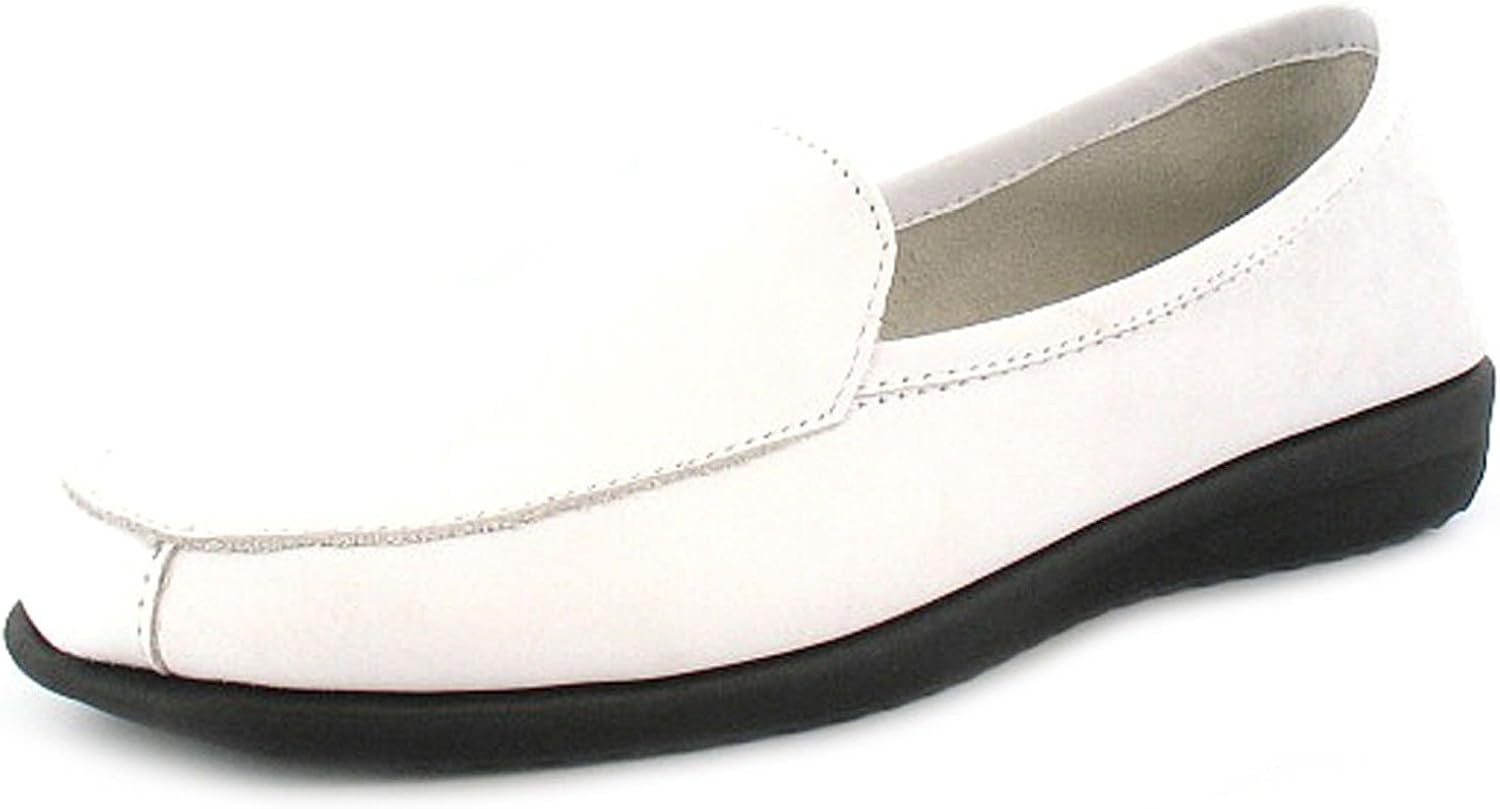 Ladies Soft Leather Loafers with Padded Sock. White UK Size 8