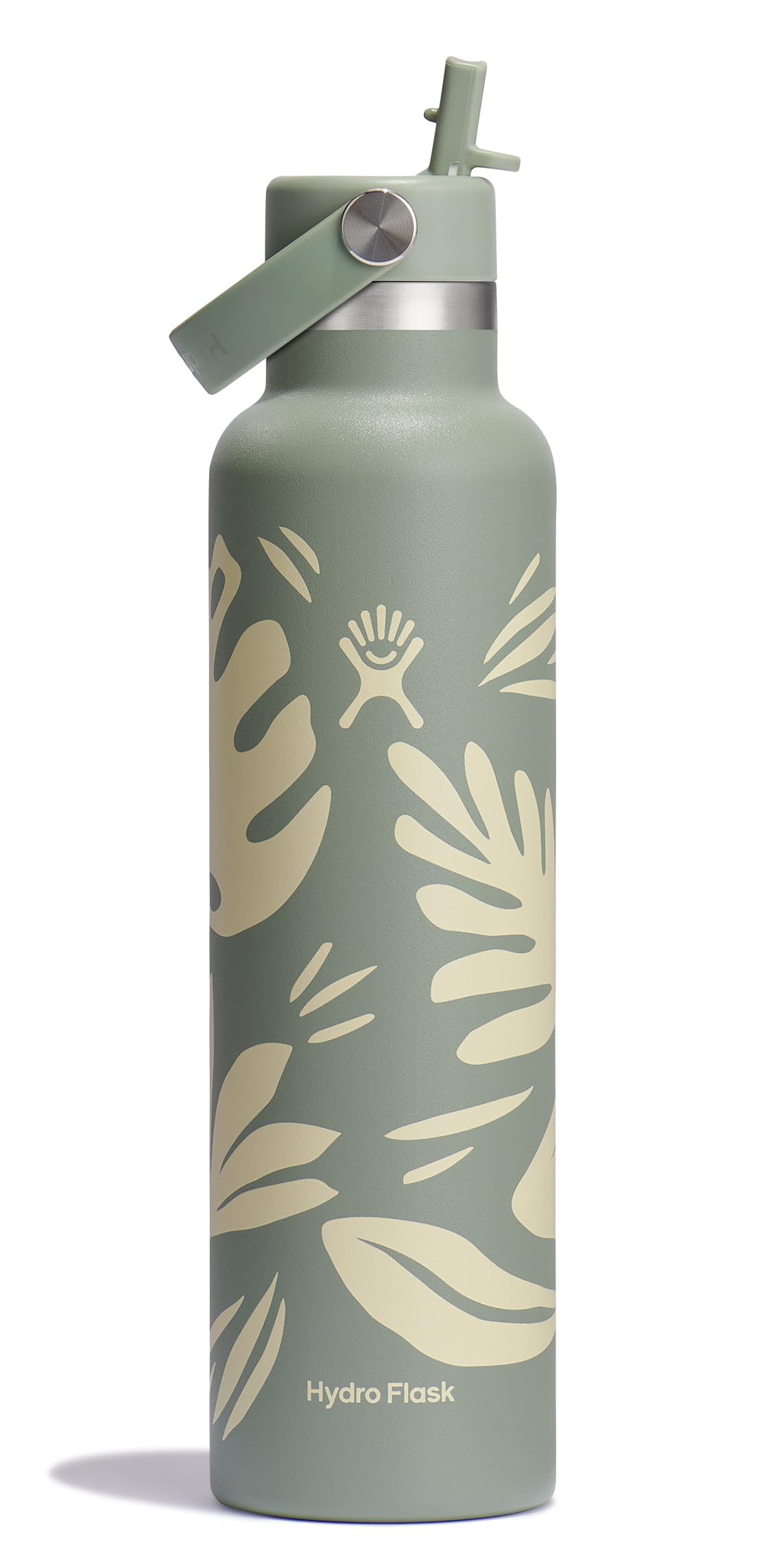 Hydro Flask Water Bottle - Insulated Stainless Steel - Straw Lid, Non Spill, Leakproof 24 Oz Botanical Bliss Green Image