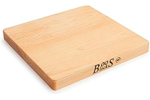 John Boos Boos Block Chop-N-Slice Series Reversible Wood Cutting Board with Eased Corners, 1-Inch Thickness, 10" x 10" x 1", Maple