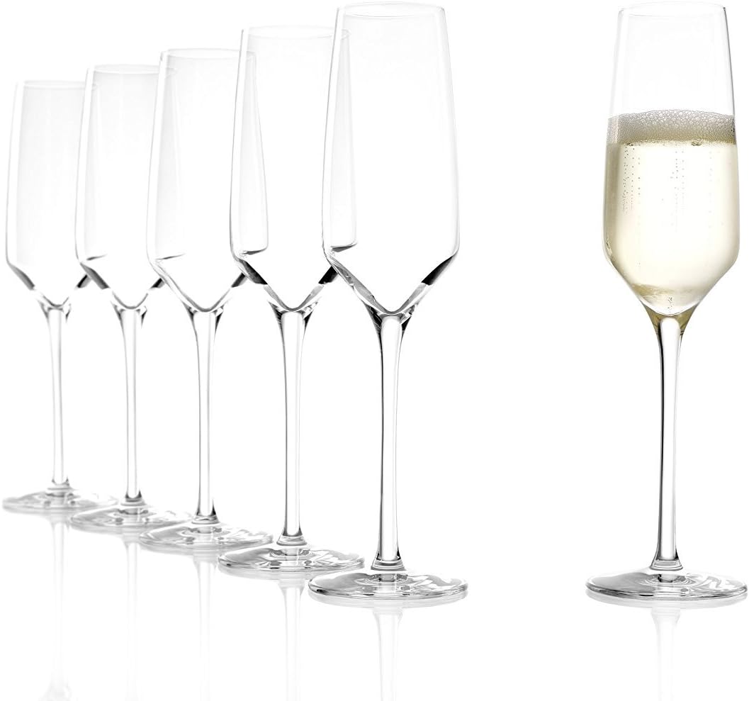 Stölzle Lausitz Sektgläser Experience 188ml, 6er Set, wie mundgeblasen, spülmaschinenfest, hochwertige Qualität