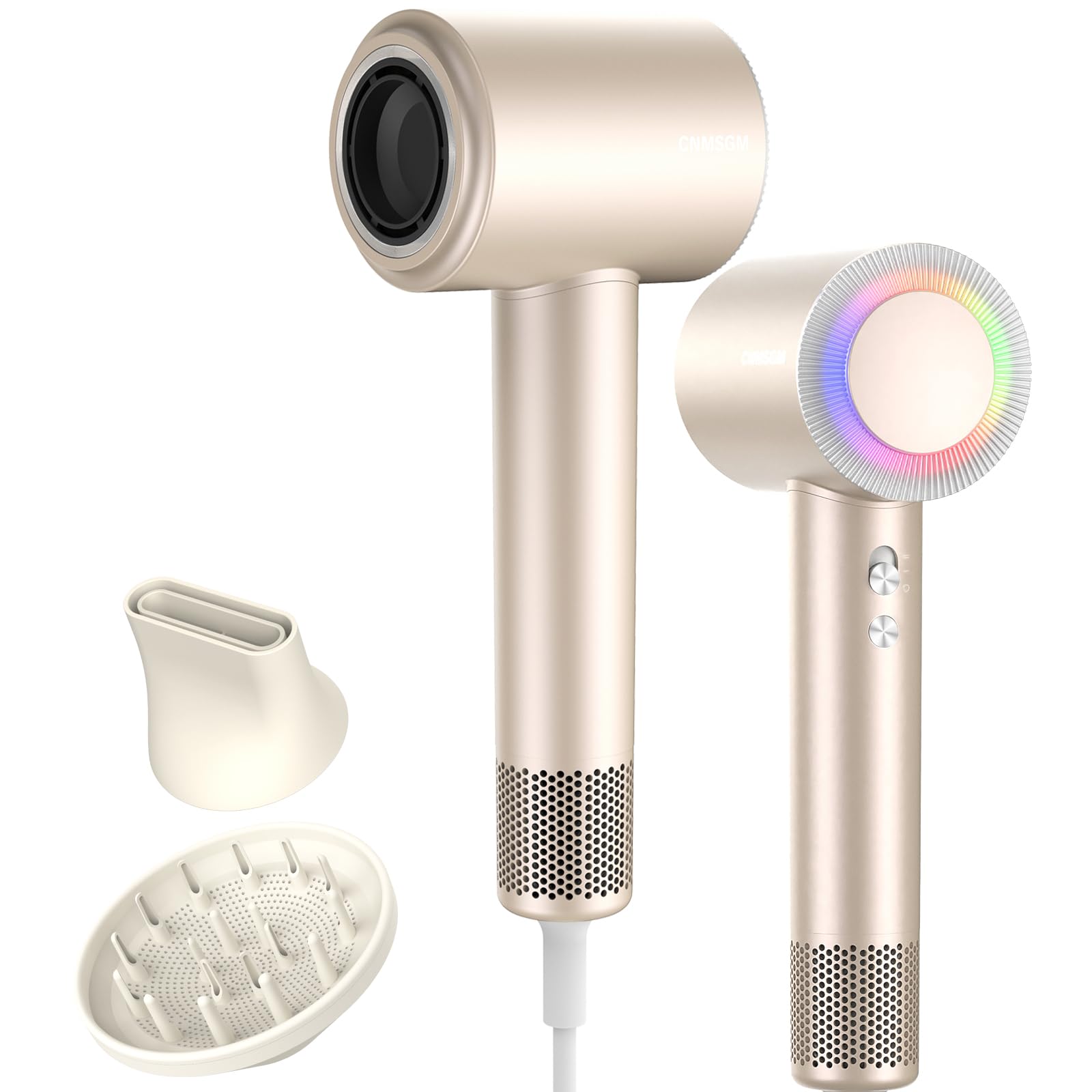 Hair Dryer, High Speed Ionic Blow Dryer, 160000 RPM, Low Noise,5X-Fast Drying, 2 Billion Negative Ions, Compact Blow Dryer with Magnetic Diffuser for Faster Drying All Hair Types(Iridescent) Image