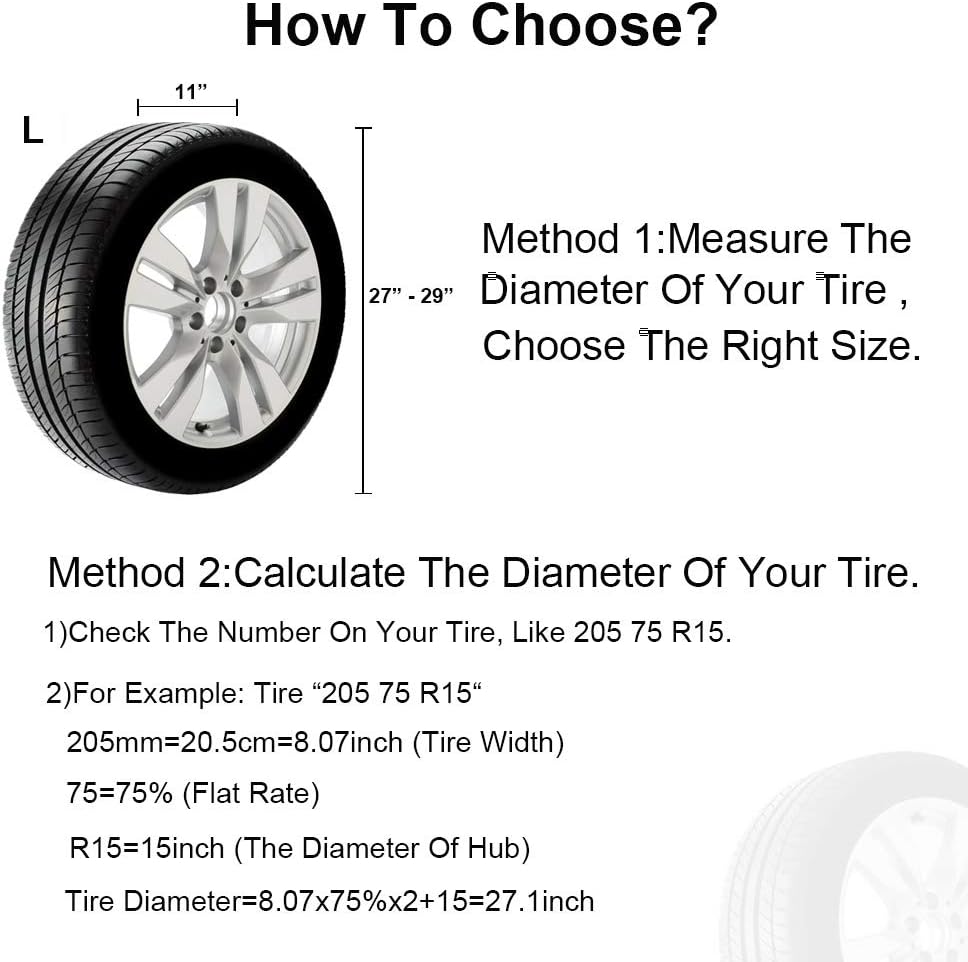 Kayme Four Layers Tire Covers Set of 4 for Rv Travel Trailer Camper Vinyl Wheel, Sun Rain Snow Protector, Waterproof, Silver, Fits 27-29 Inch Tire Diameter L: Automotive