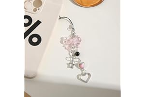 Pink Butterfly Love Heart Phone Charm - Cute Aesthetic Mobile Accessory with Sparkling Designs for Smartphone Decoration, Rom