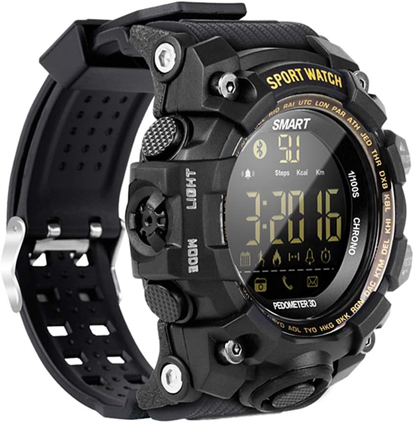 EX16 Rugged Military Sports Smart Watches Outdoor Watch with Pedometer Steps Caloires Counter/Stopwatch /Alarms / 50M Waterproof for Running Walking Hiking Compare with iOS & Android Phone