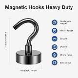 Grtard 10 Pack Black Magnetic Hooks 22 lb Neodymium Magnets with Hooks view 2
