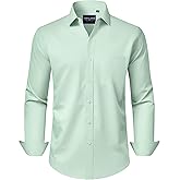 Alimens & Gentle Men's Dress Shirts Long Sleeve Wrinkle-Free Stretch Shirts Solid Formal Button Down Shirt with Pocket