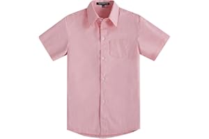 Spring&Gege Boys' Short Sleeve Dress Shirts Formal Uniform Woven Solid