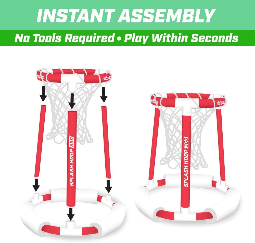 GoSports Splash Hoop 360 Floating Pool Basketball Game, Includes Water Basketball Hoop, 2 Balls and Pump : Sports & Outdoors